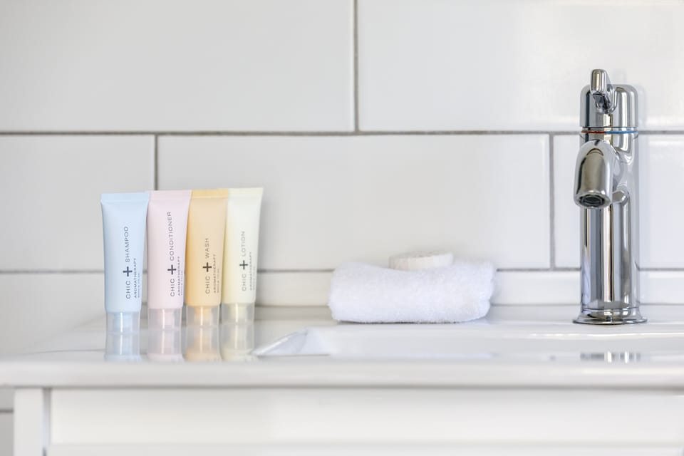 Free toiletries, hair dryer, towels