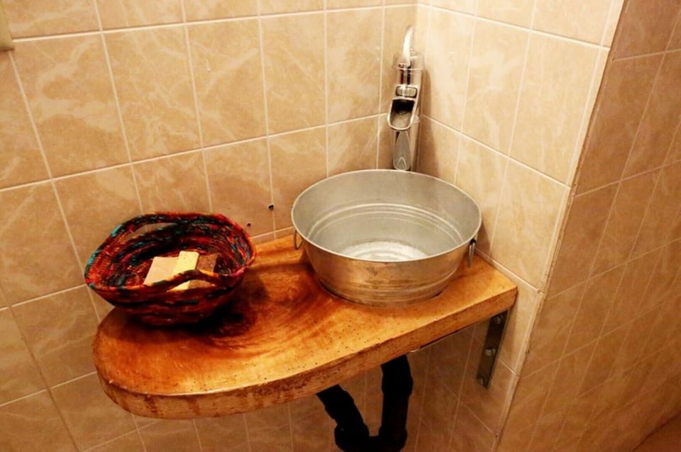 Cabin's bathroom faucet. 