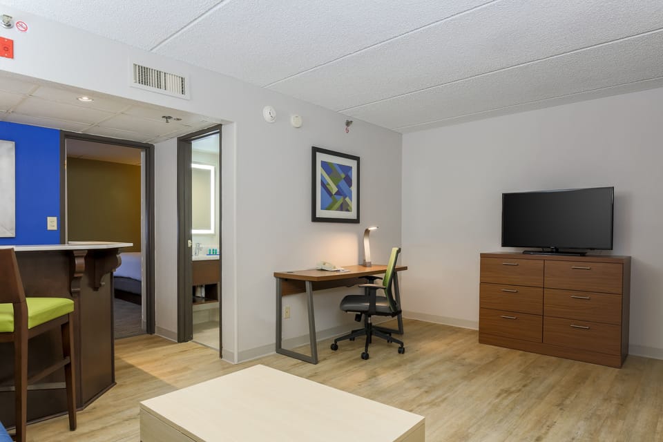 In-room safe, desk, laptop workspace, blackout drapes