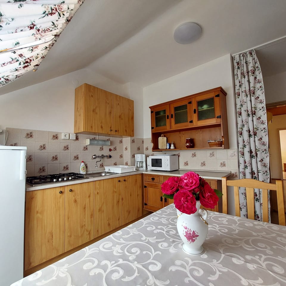 Family Apartment, 2 Bedrooms, Non Smoking, Garden View | Private kitchen | Fridge, microwave, stovetop, coffee/tea maker