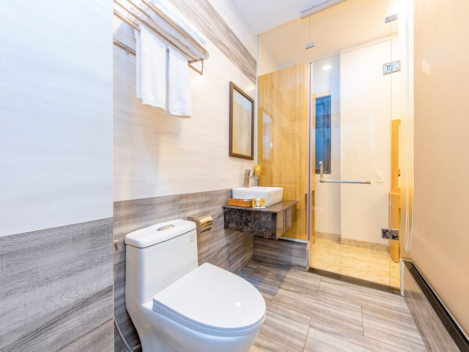 Standard Double Room Single Use | Bathroom | Shower, free toiletries, bidet, towels