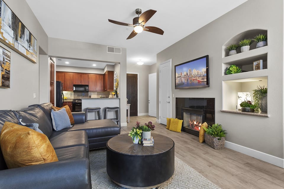 Open concept living and kitchen area