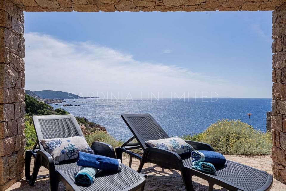 Stunning view from the terrace of this villa for rent in front of the sea.