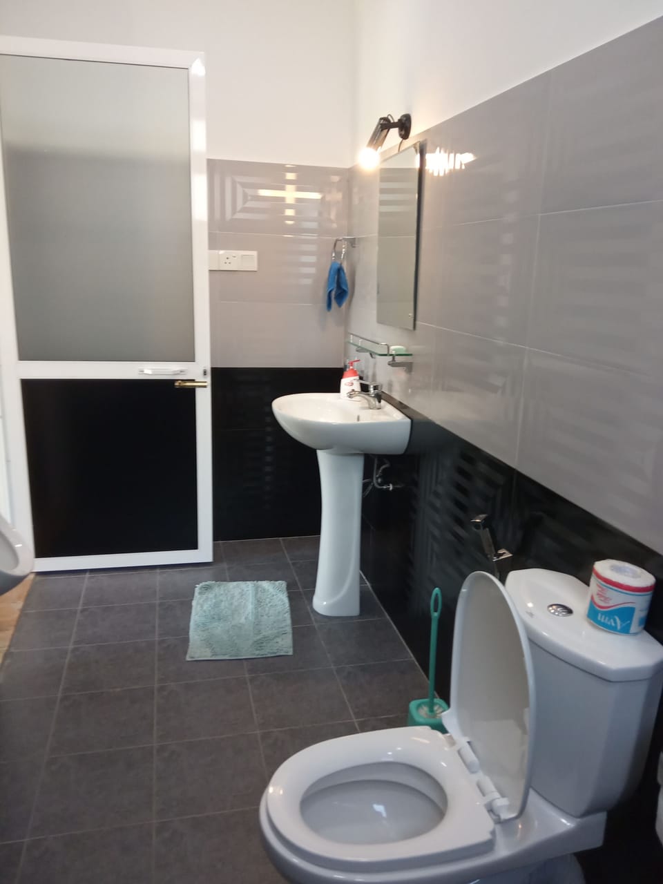 Shower, free toiletries, bidet, towels
