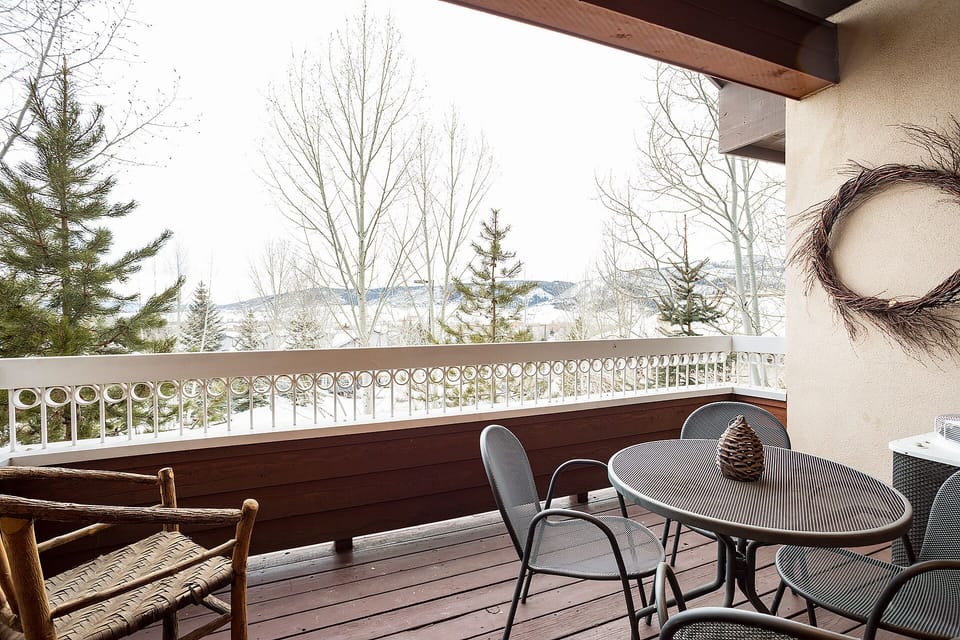 Step onto your private balcony where mountain views and crisp winter air create the perfect backdrop for morning coffee or evening relaxation.