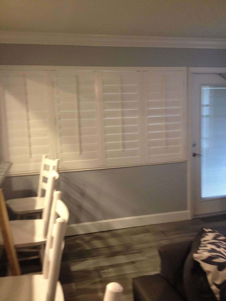 Plantation shutters through-out for privacy 