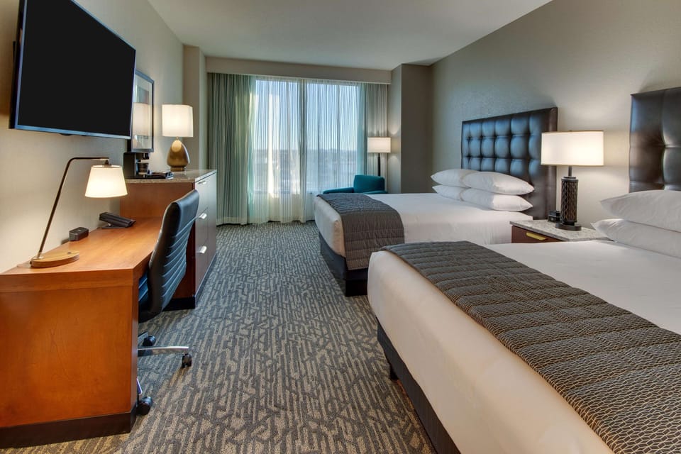 In-room safe, desk, laptop workspace, blackout drapes