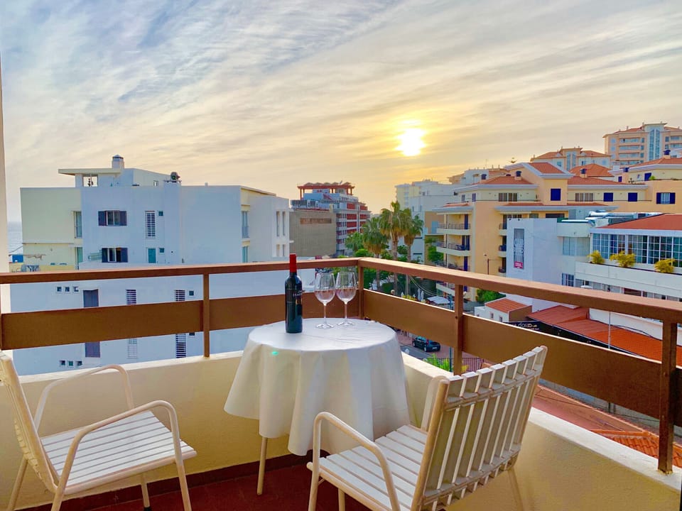 Balcony of the accommodation with a magnificent view to watch the sunset