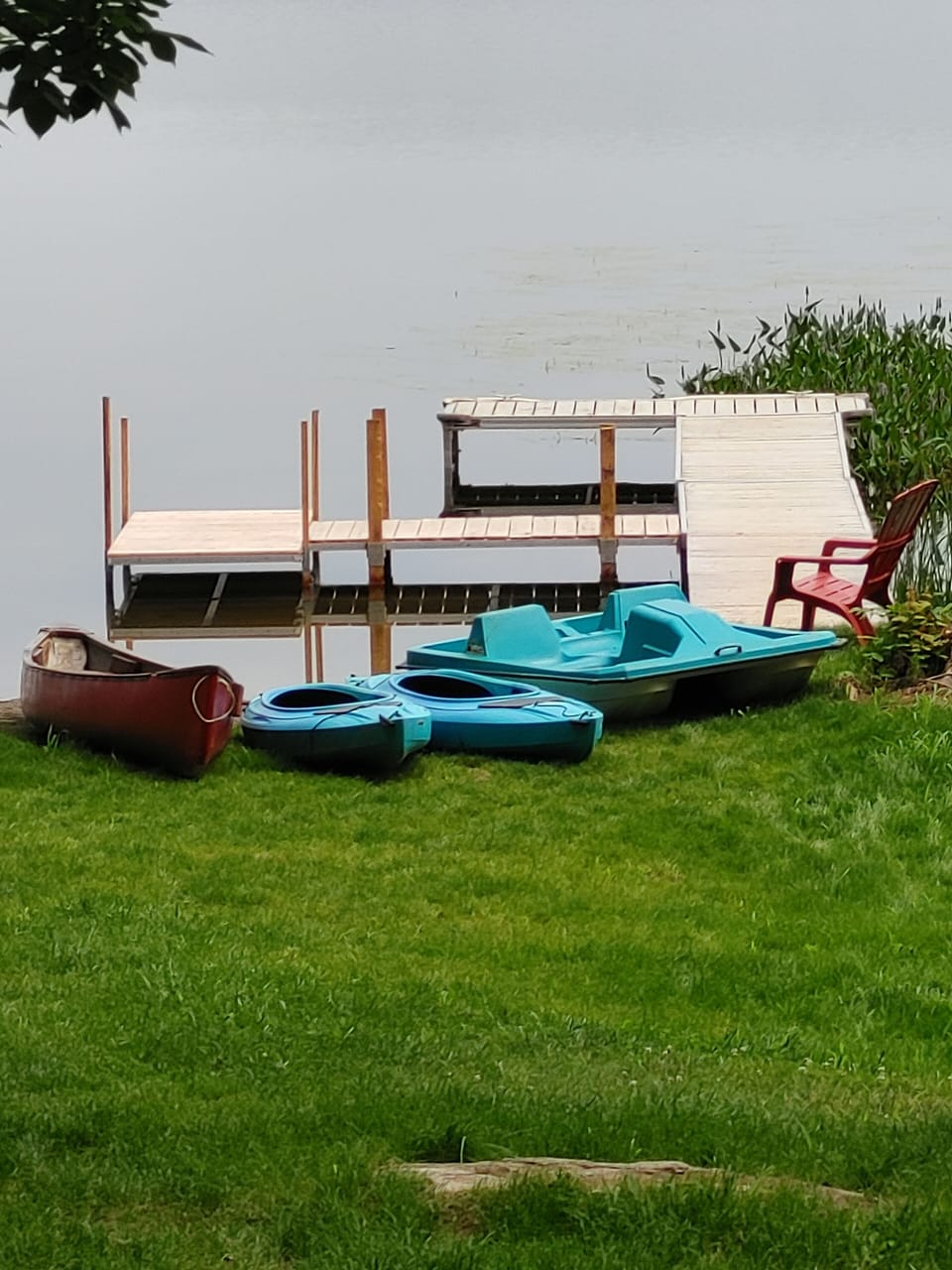Kayaks, canoe and paddleboat