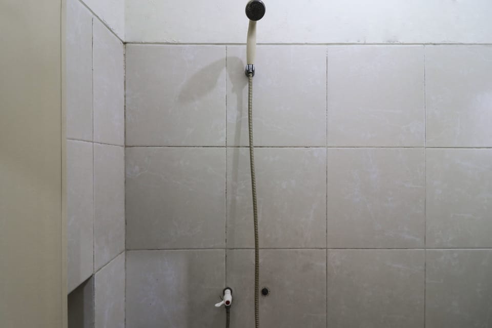 Shower, rainfall showerhead, towels