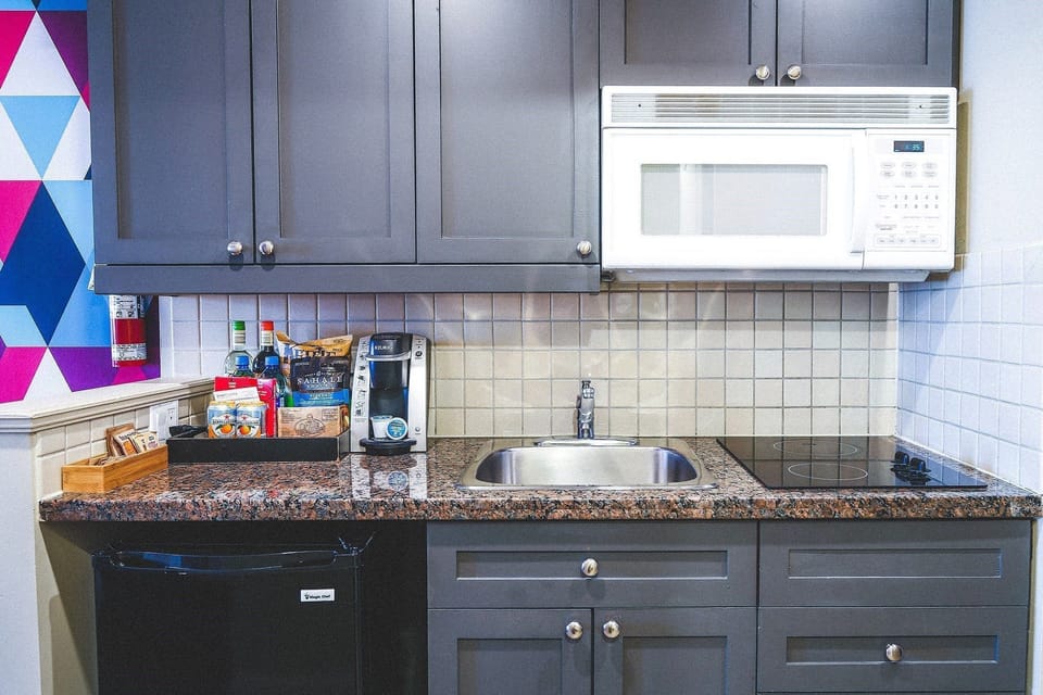 Tuck into a great snack you’ve prepared in your kitchenette.
