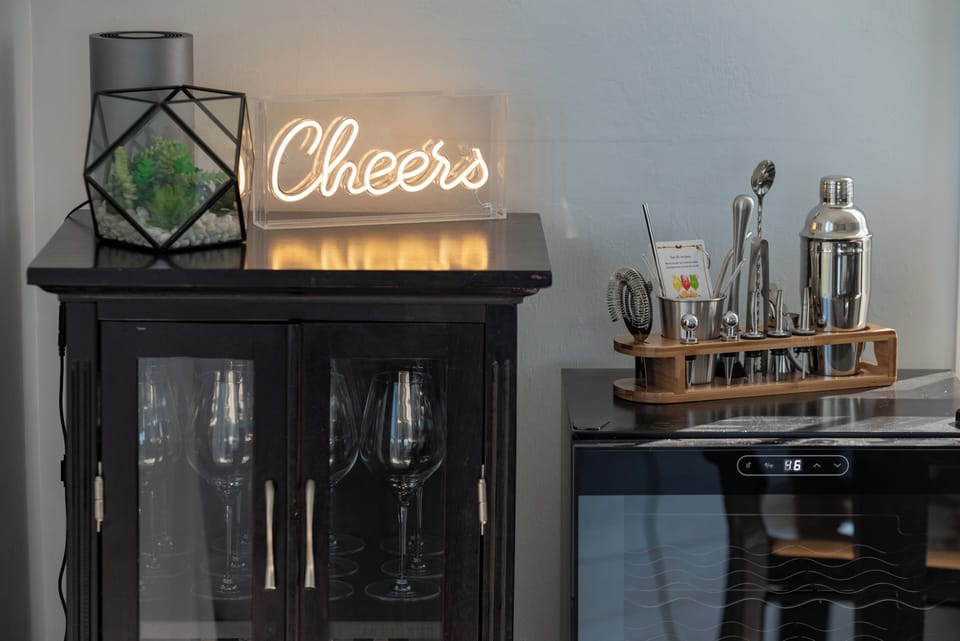 Wine Fridge with Bar Utensils