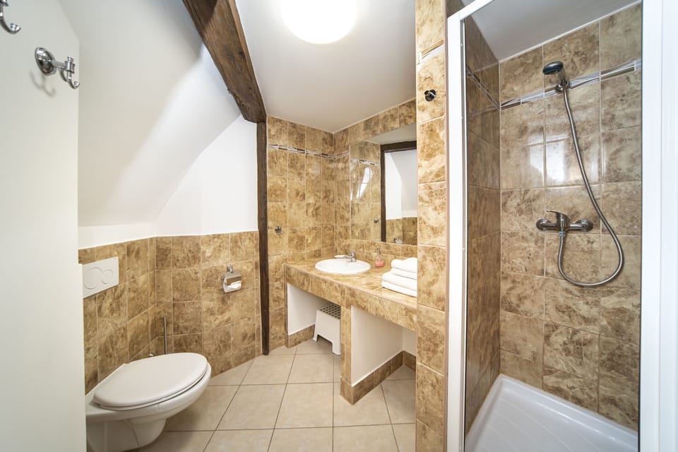 Bathroom 1, shower, toilet
