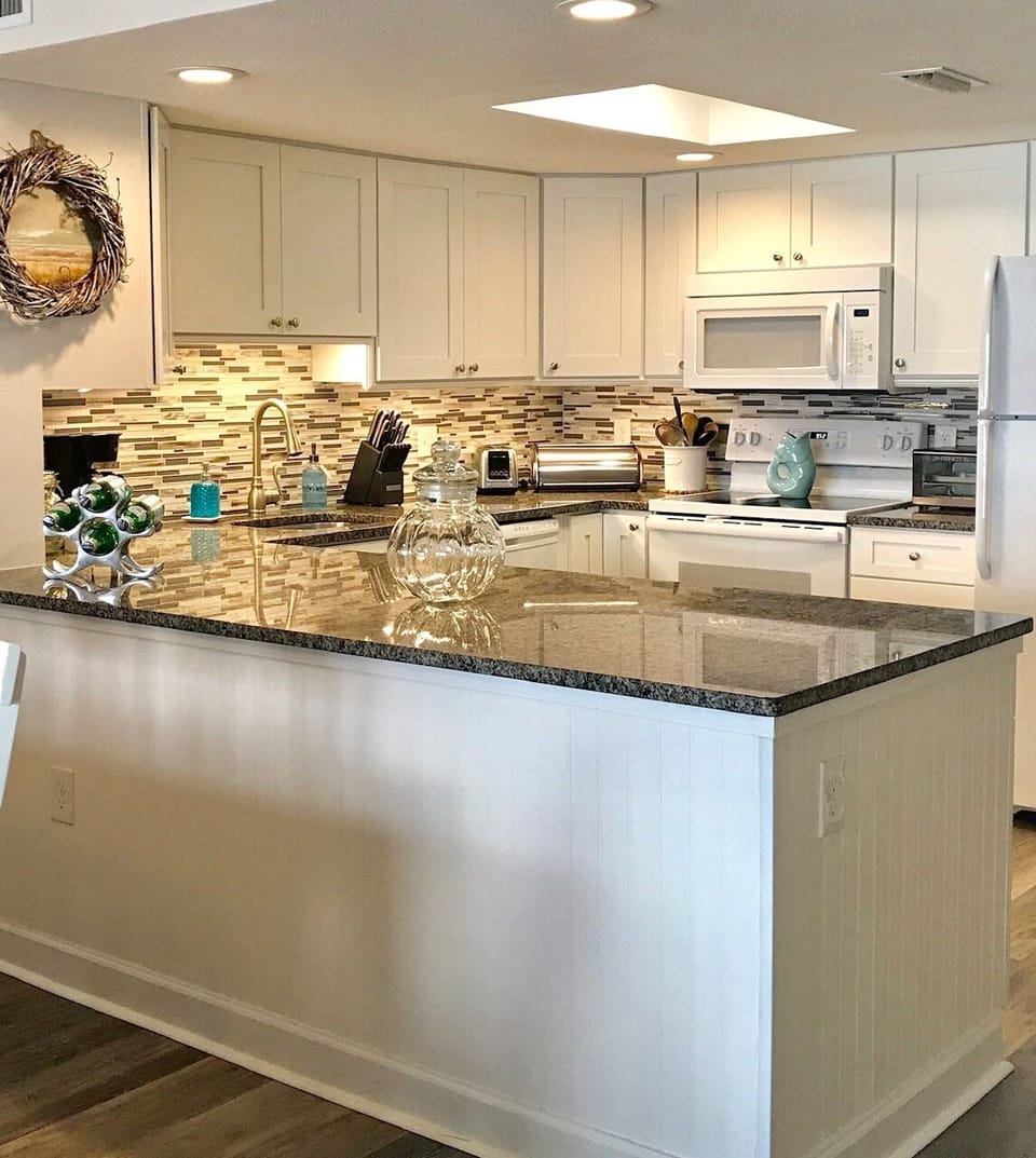 Large granite counter bar area