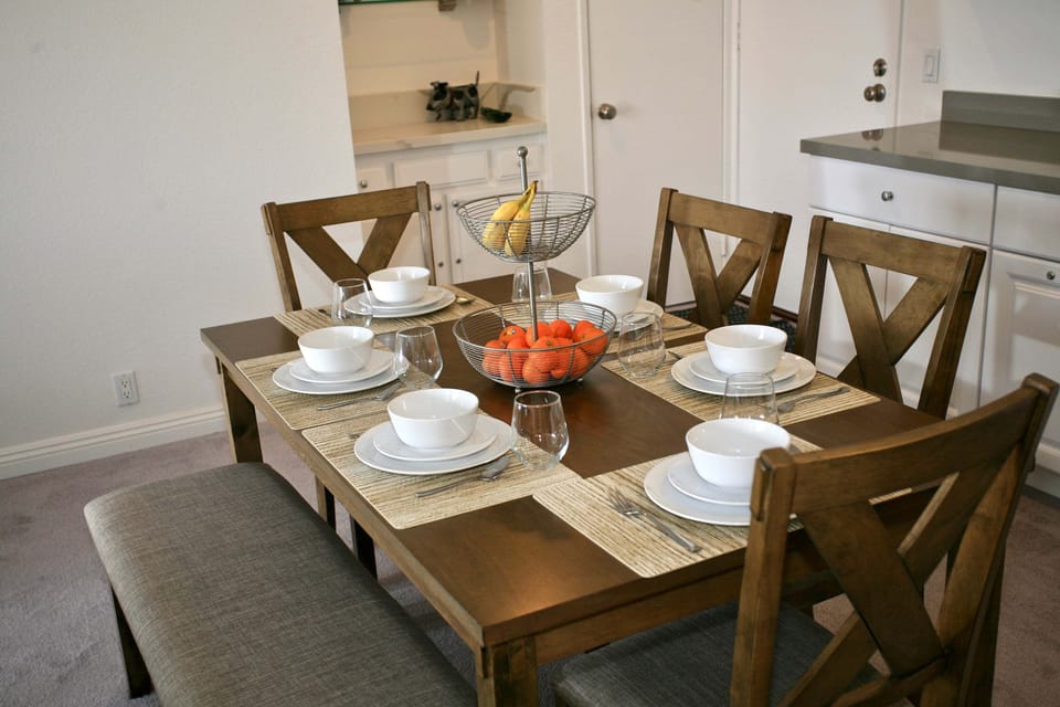 Beautiful wood dining table with bench