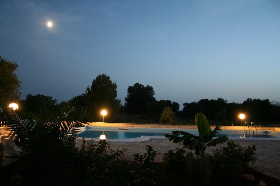 The pool at dusk