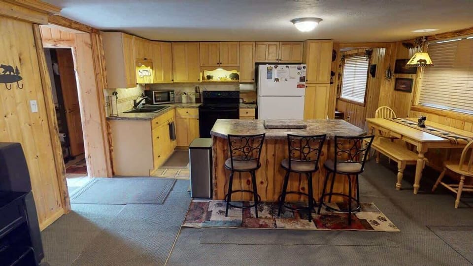 Seating is available at the kitchen island with 3 seats.
