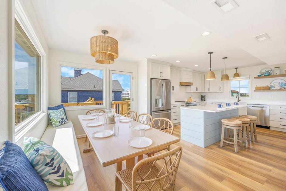 The dining area is conveniently located next to the kitchen, making it all too easy to go back for seconds.