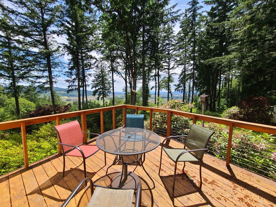 Outdoor seating on the upper deck