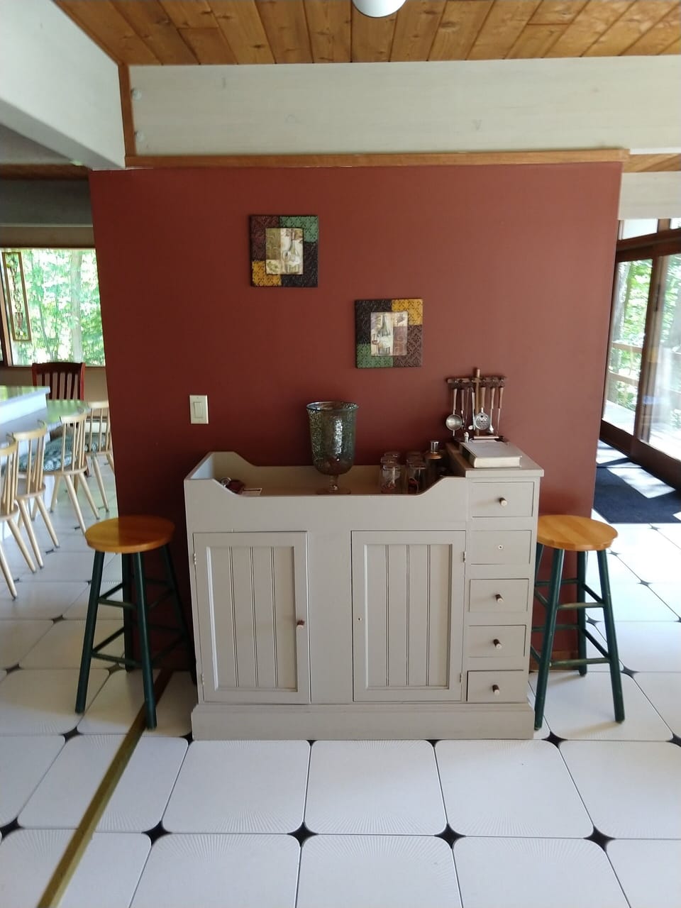 Lodge dry bar. between kitchen and living room