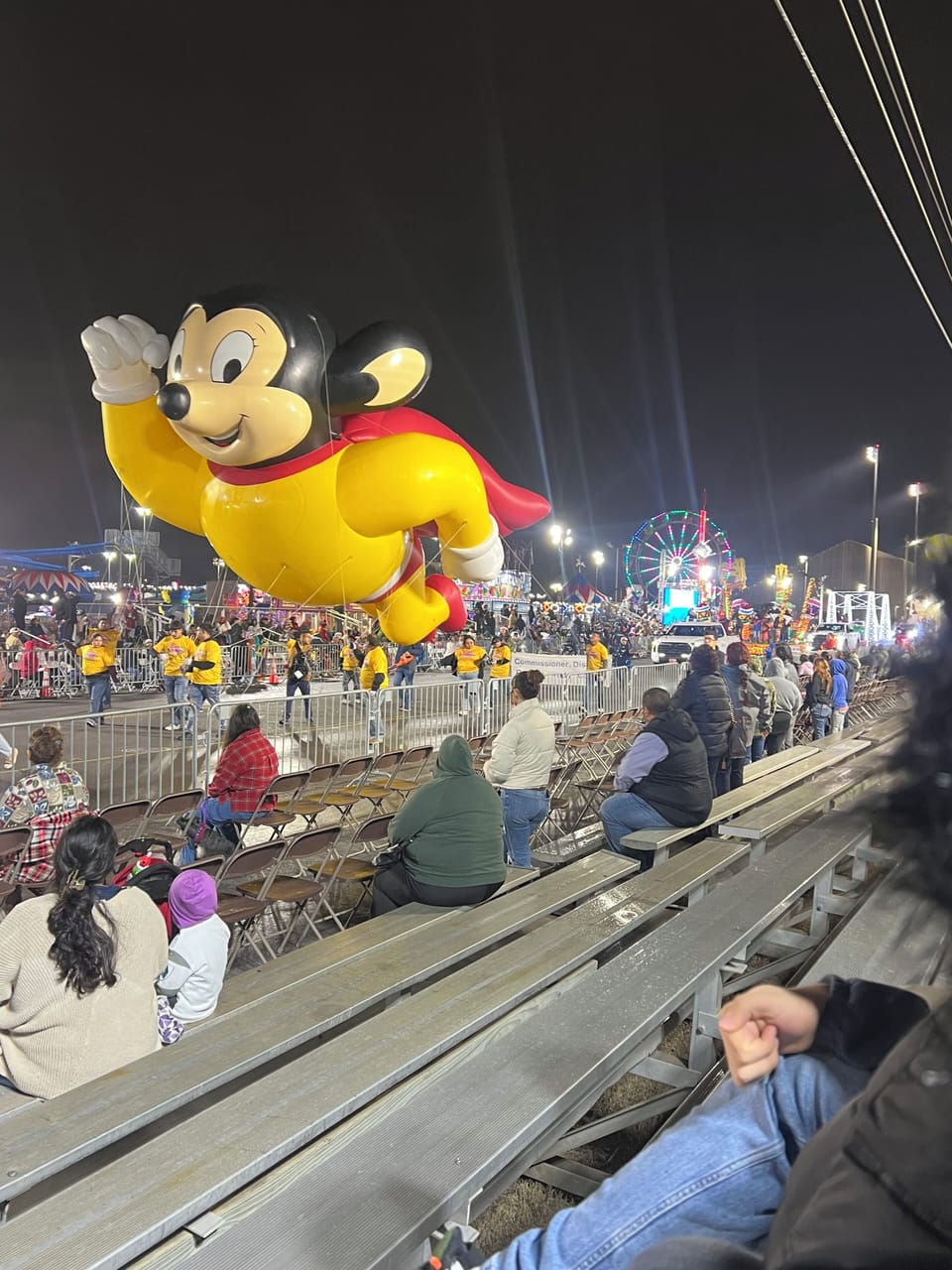Christmas parade and carnival across the street