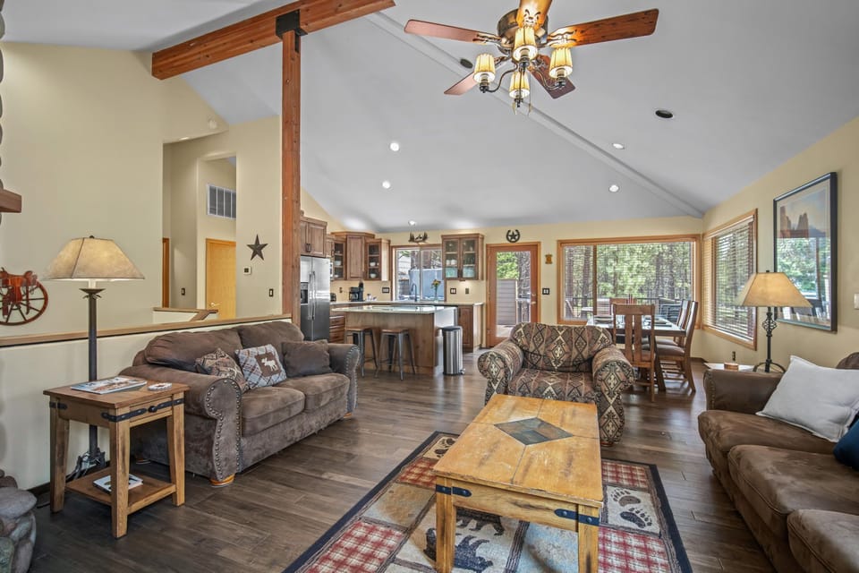 Alt. view of living, dining & updated kitchen.  
