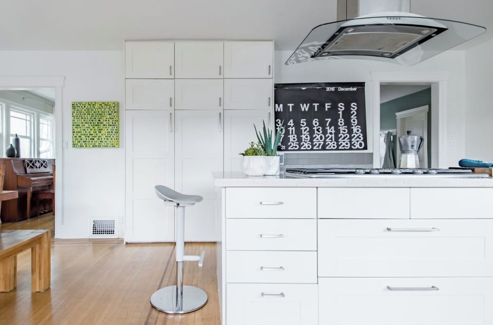 Kitchen island with five stools