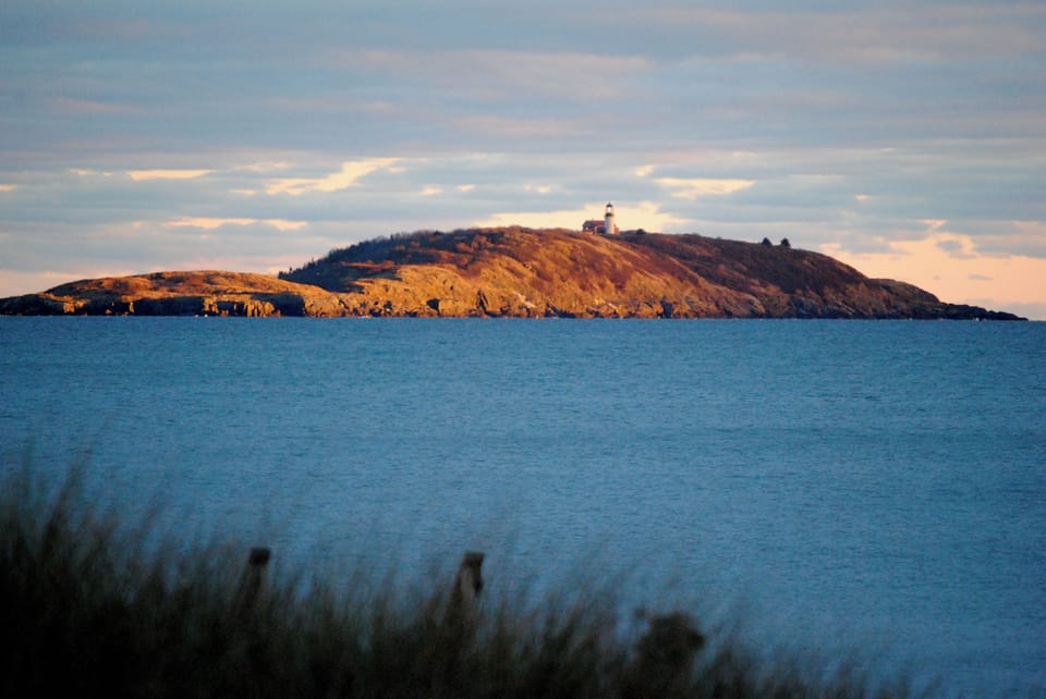 Sequin Island with lighthouse, view from the dunes