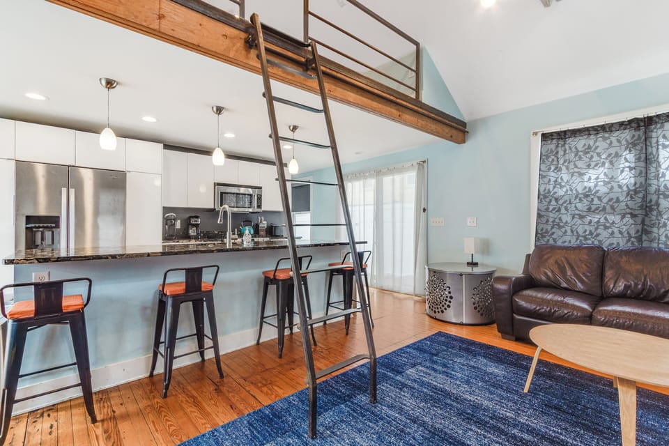 Ladder to the loft area with 3rd bedroom