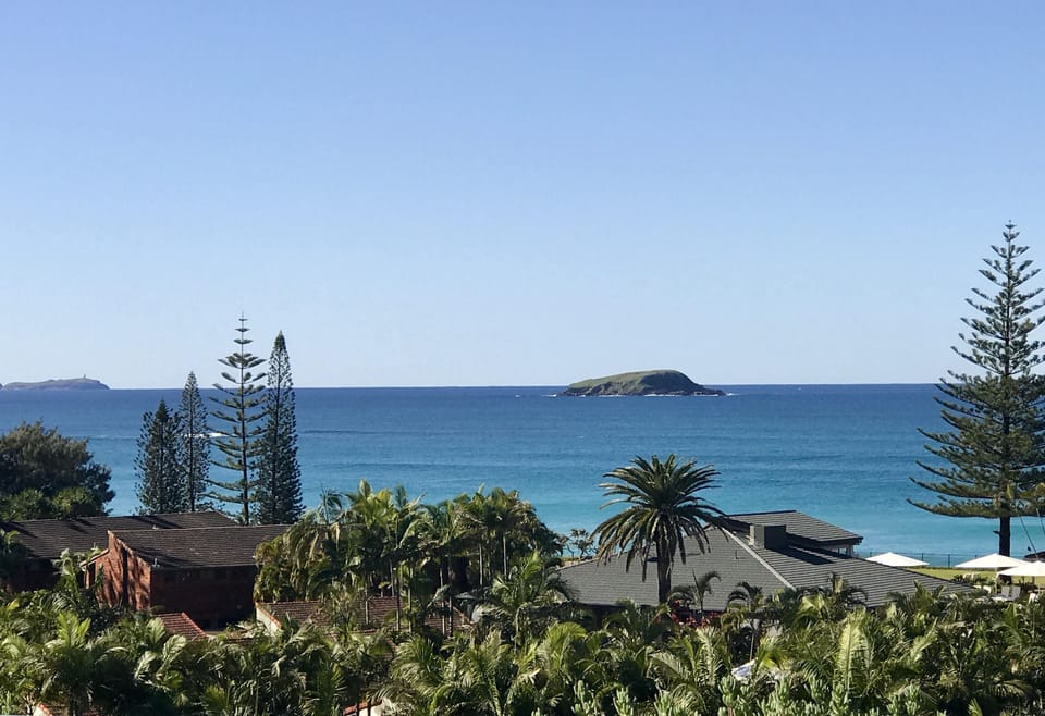 Part of the view from the balcony, looking north east to the islands