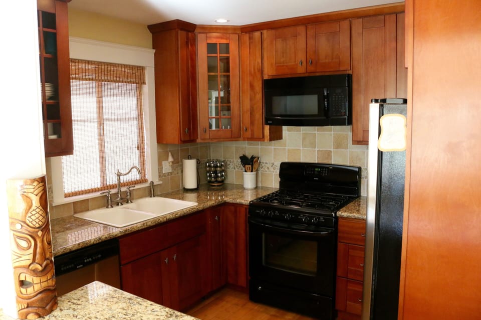 Kitchen with new appliances.