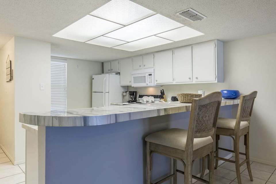 Kitchen bar area with extra seating