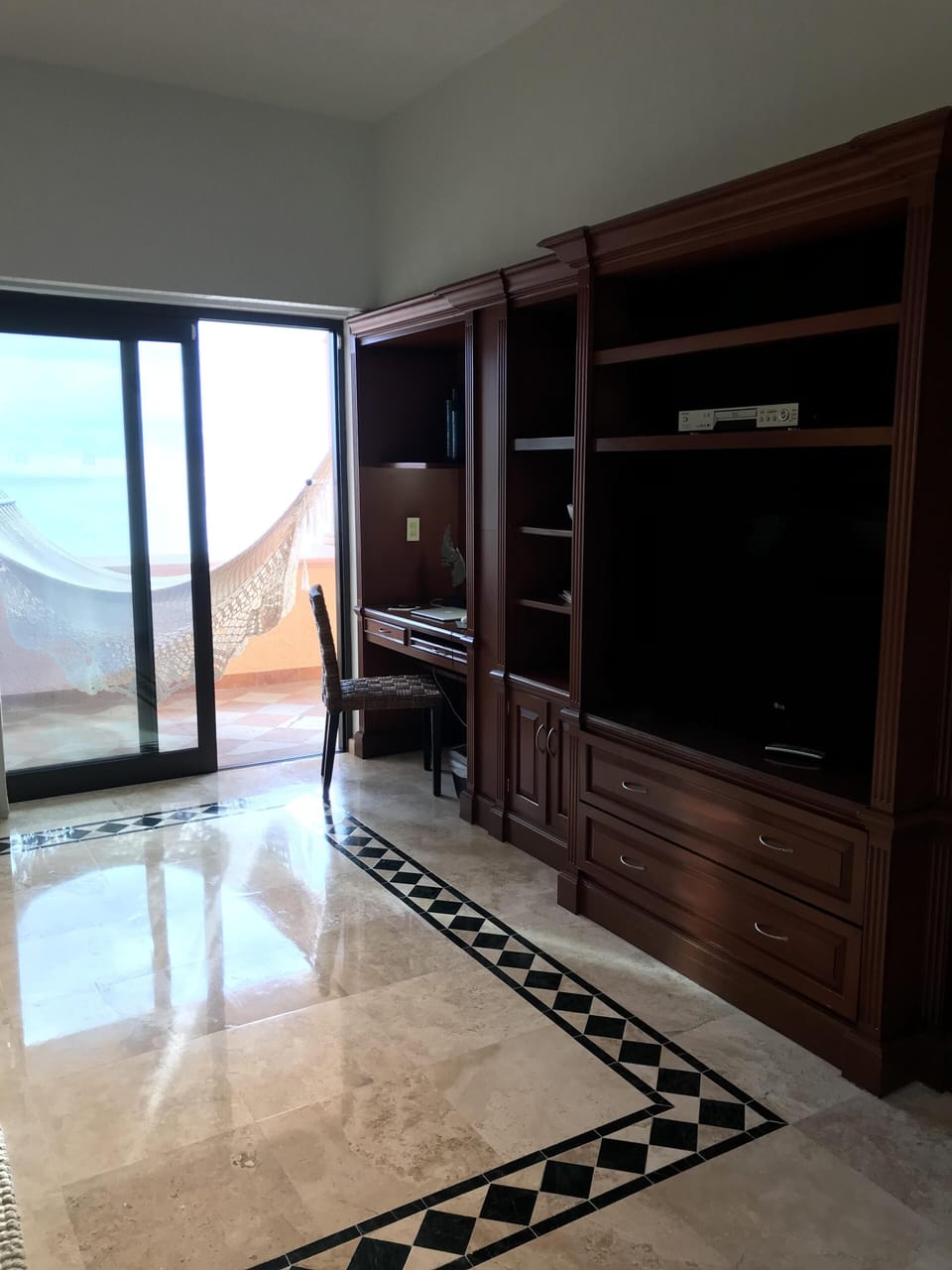 Wall System with Desk & Flat Screen in Den