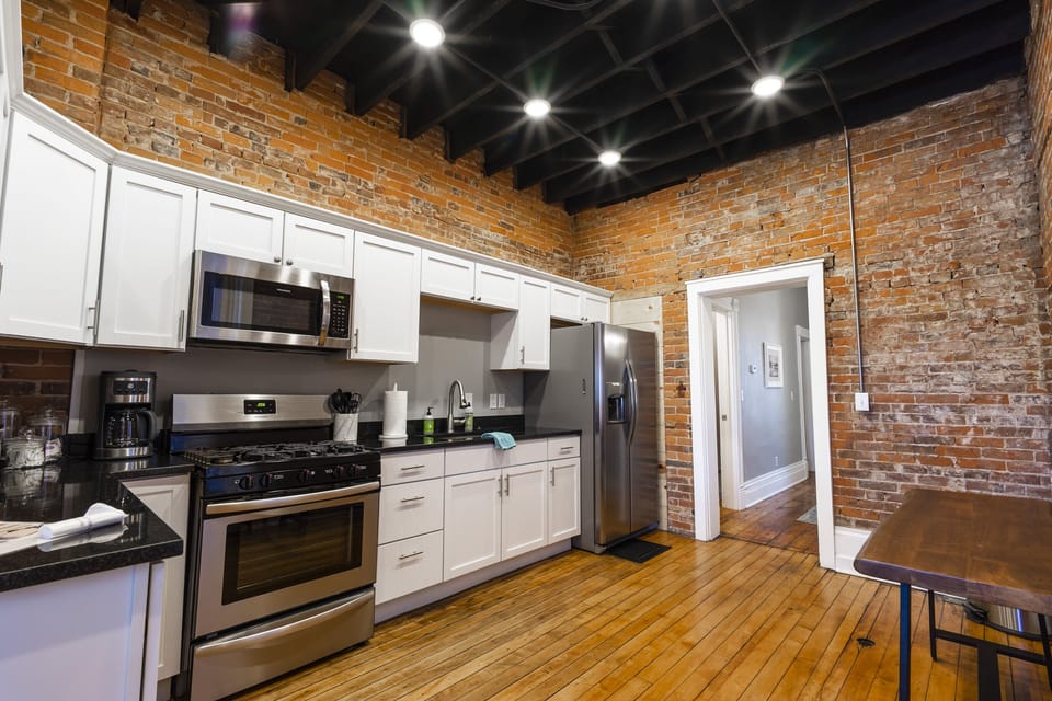 Fully equipped Kitchen looking from the back door