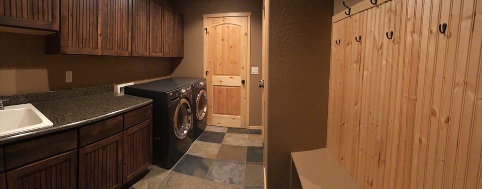 Wide angle view of laundry room, plenty of room for all your gear