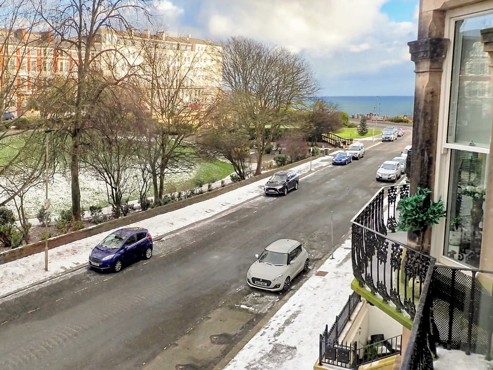 Snow and Sea, looking outside from window | The Haven, Scarborough