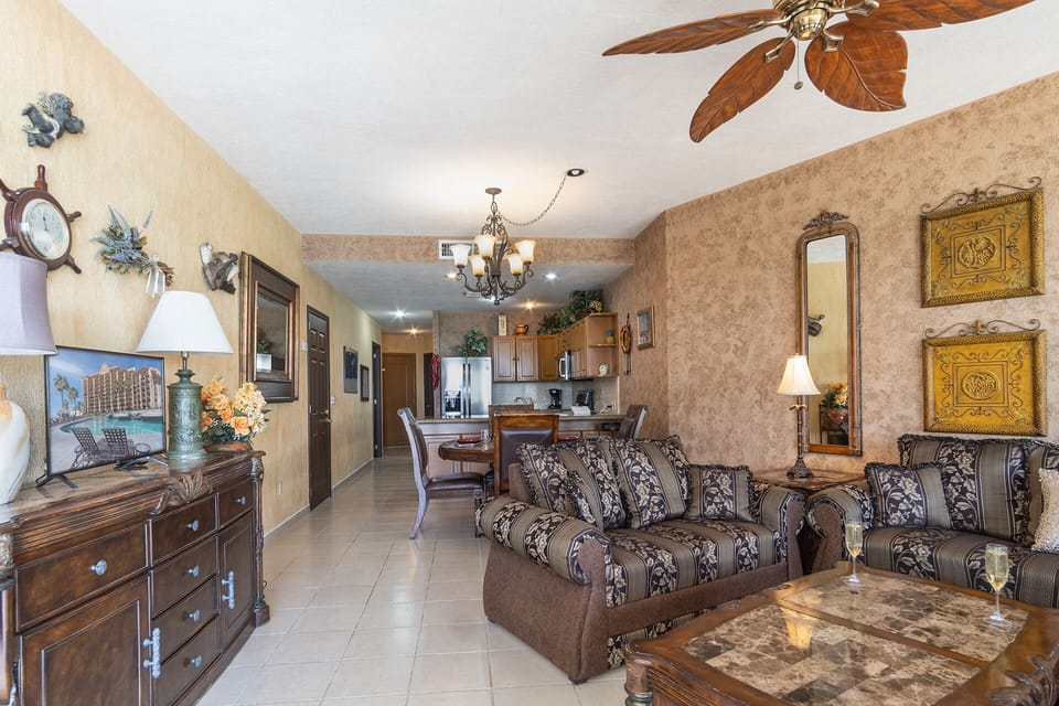 The unit is large and well furnished.