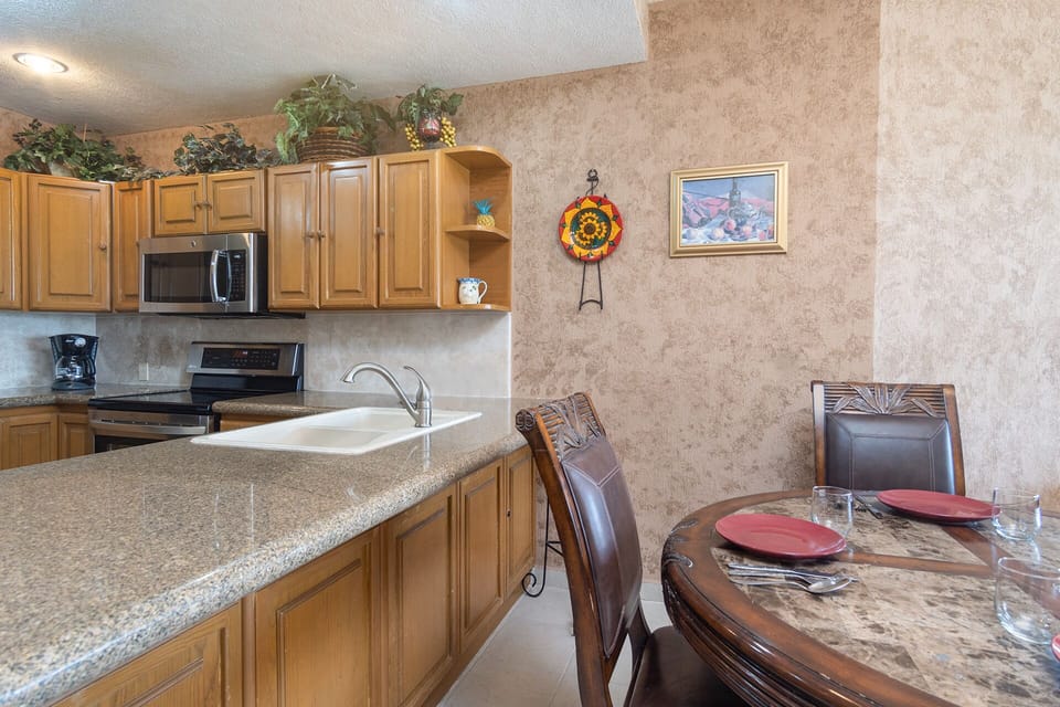 Kitchen and dining table.