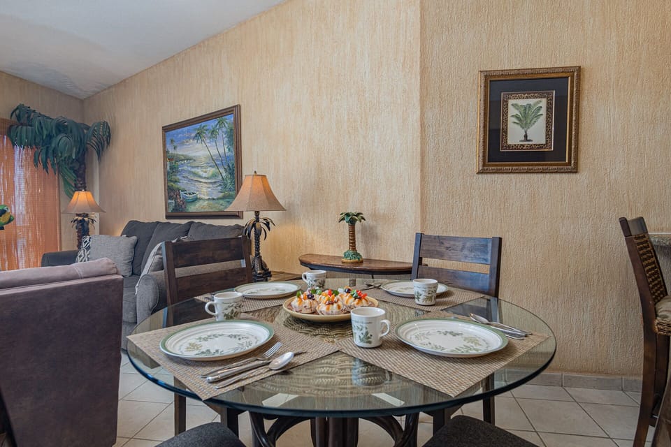 The dining table.