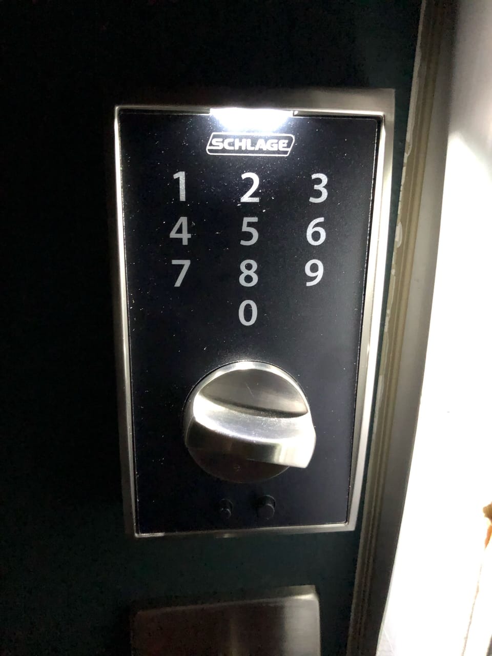 Lighted key pad for entry.