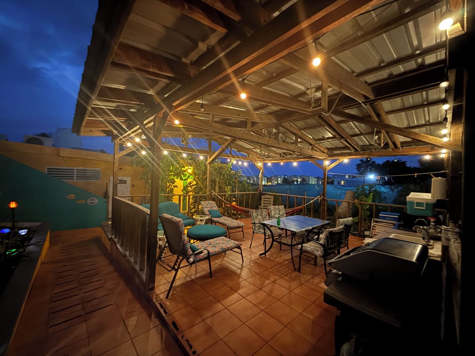 Outdoor view of covered deck