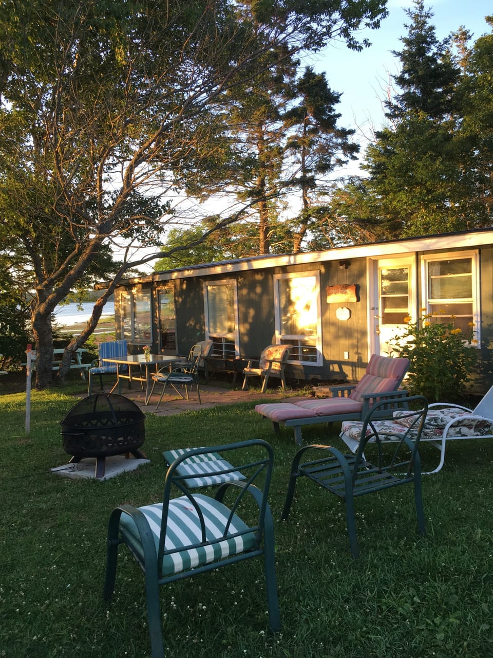 River Meadow Camp Cottage basking in the setting sun.