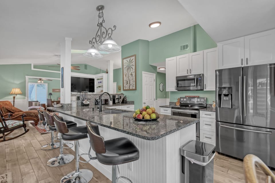 Stools so that you can visit while preparing meals and celebrating together