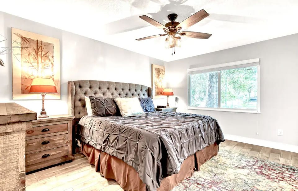 King bed with new sheets and mattress