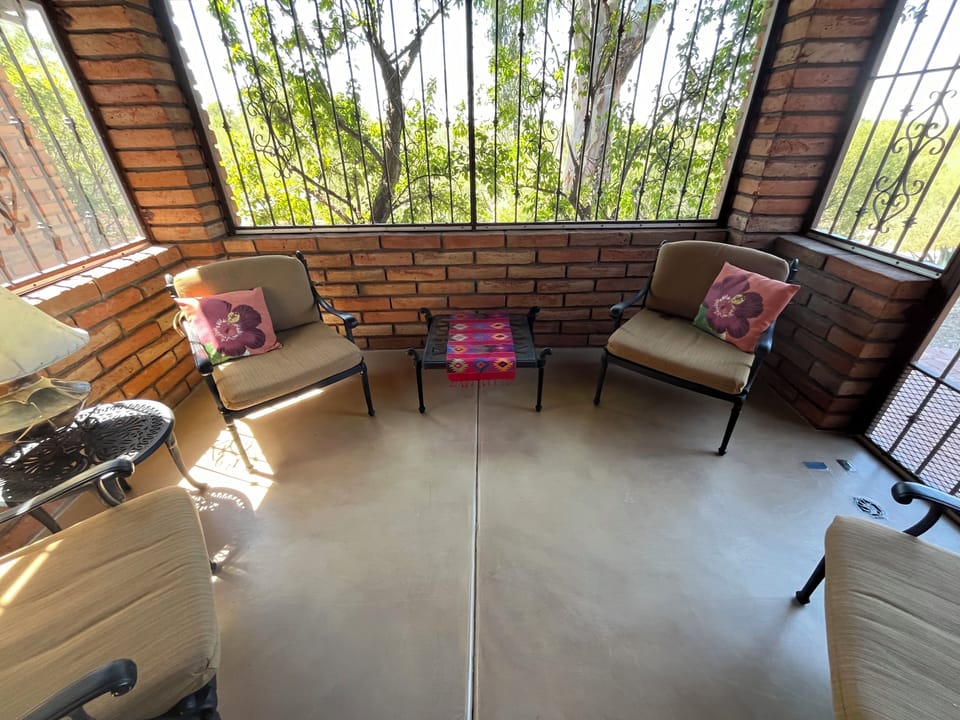Screened-in patio lounge