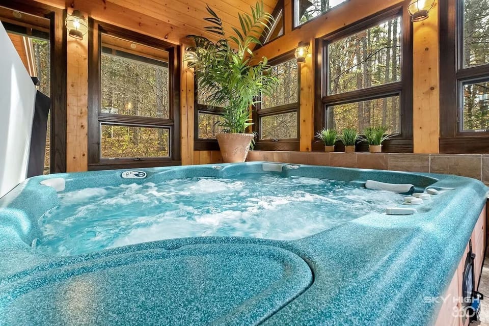 Enjoy the private forested view as you relax in the hot tub. In the mornings, you may even see whitetail deer grazing right outside the windows.