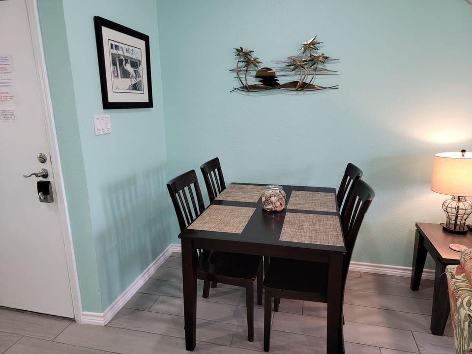 Dining area is open to the living room and kitchen