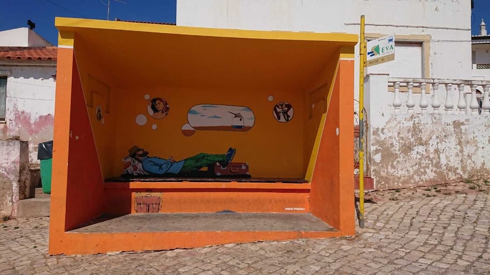 Budens bus stop serving the local beaches and Lagos. 3 minutes walk