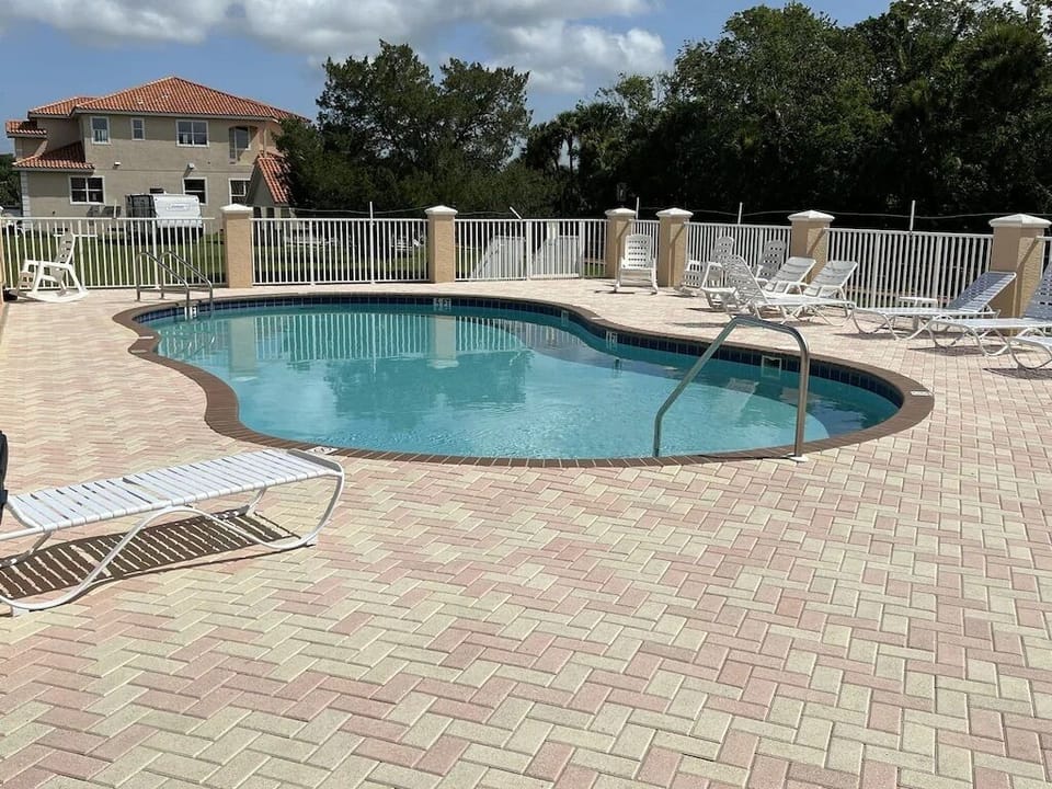 Pool. Just a few steps from the house.