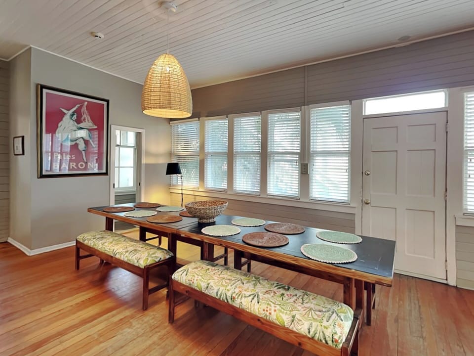 Sunroom Dining Space with Bench Seating for 12